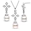 Image 2 : White Akoya Pearl and Diamond Cross Pendant and Earring Set