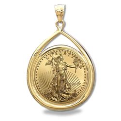 2018 1 oz Gold Eagle Teardrop Pendant (Prong Bezel)