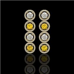 5.50 ctw Canary & Diamond Micro Pave Earrings 18K Yellow Gold