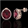 Image 2 : 20 ctw Garnet & Micro Pave VS/SI Diamond Earrings 14k Rose Gold