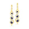 Image 1 : 10kt Yellow Gold Womens Round Lab-Created Blue Sapphire Cascade Dangle Earrings 1/2 Cttw
