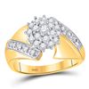 Image 1 : 10kt Yellow Gold Womens Round Diamond Flower Cluster Ring 1/2 Cttw