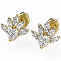 1.75 ctw Heart Diamond Designer Earrings 18K Yellow Gold