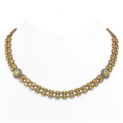 53.35 ctw Citrine & Diamond Necklace 14K Rose Gold