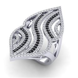 2 ctw Micro Pave Black & White VS/SI Diamond Ring 14k White Gold