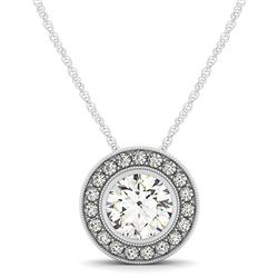 1.25 ctw Certified VS/SI Diamond Halo Necklace 14k White Gold