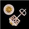 Image 3 : 1.55 ctw Intense Fancy Yellow Diamond Art Deco Earrings 18k Rose Gold