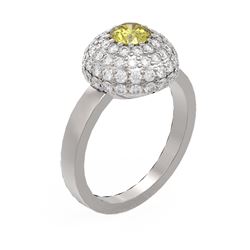 2 ctw Fancy Yellow Diamond Ring 18K White Gold