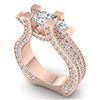 Image 2 : 5.5 ctw VS/SI Diamond Art Deco 3 Stone Micro Ring 14k Rose Gold