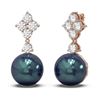 Image 2 : 1.2 ctw Diamond & Pearl Earrings 18K Rose Gold
