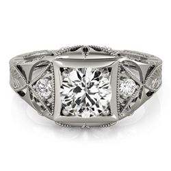 0.6 ctw Certified VS/SI Diamond Antique Ring 14k White Gold