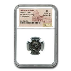 Roman Silver Denarius Emperor Vitellius (69 AD) XF NGC