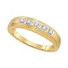 Image 3 : 10kt Yellow Gold His & Hers Round Diamond Solitaire Matching Bridal Wedding Ring Band Set 1/4 Cttw