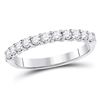 Image 1 : 14kt White Gold Womens Round Diamond Single Row Machine-set Wedding Band 1/2 Cttw