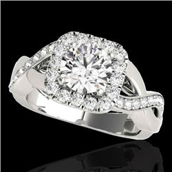 2 ctw Certified Diamond Solitaire Halo Ring 10k White Gold