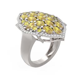 5.39 ctw Canary Citrine & Diamond Ring 18K White Gold