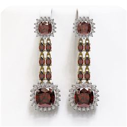 18.92 ctw Garnet & Diamond Earrings 14K Yellow Gold
