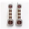 Image 1 : 18.92 ctw Garnet & Diamond Earrings 14K Yellow Gold