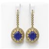 Image 1 : 17.22 ctw Sapphire & Diamond Victorian Earrings 14K Yellow Gold