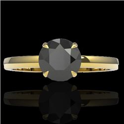 2 ctw Black Diamond Designer Engagment Ring 18k Yellow Gold