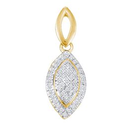 Yellow-tone Sterling Silver Womens Round Diamond Oval Pendant 1/6 Cttw