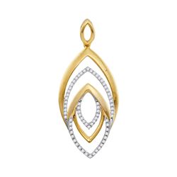 10kt Yellow Gold Womens Round Diamond Geometric Oval Pendant 1/5 Cttw