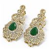 Image 3 : 13.62 ctw Emerald & Diamond Earrings 18K Yellow Gold