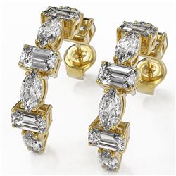 4.16 ctw Emerald Cut Diamond Designer Earrings 18K Yellow Gold