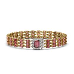 25.49 ctw Tourmaline & Diamond Bracelet 14K Yellow Gold