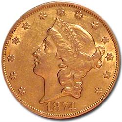 1874 $20 Liberty Gold Double Eagle XF