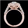 Image 2 : 2.3 ctw Certified Diamond Solitaire Halo Ring 10k Rose Gold