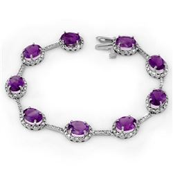 16.33 ctw Amethyst & Diamond Bracelet 14k White Gold