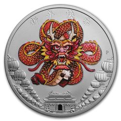 2018 Tuvalu 1 oz Silver Chinese New Year Dragon Proof (Colorized)