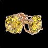 Image 3 : 1.97 ctw Certified Intense Yellow Diamond Stud Earrings 10k Rose Gold