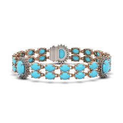 24.67 ctw Turquoise & Diamond Bracelet 14K Rose Gold