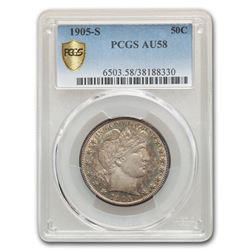 1905-S Barber Half Dollar AU-58 PCGS