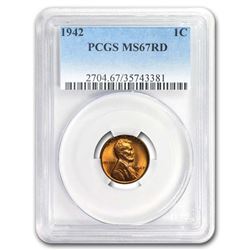 1942 Lincoln Cent MS-67 PCGS (Red)