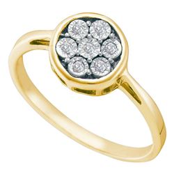 Yellow-tone Sterling Silver Womens Round Diamond Flower Cluster Ring 1/20 Cttw