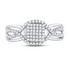 Image 2 : 10kt White Gold Womens Round Diamond Rectangle Twist Cluster Ring 1/4 Cttw