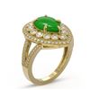 Image 2 : 4.12 ctw Jade & Diamond Victorian Ring 14K Yellow Gold