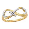 Image 1 : 10kt Yellow Gold Womens Round Diamond Infinity Cross Band Ring 1/10 Cttw
