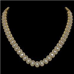 34.72 ctw Oval Cut Diamond Micro Pave Necklace 18K Yellow Gold