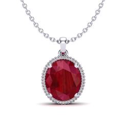 12 ctw Ruby & Micro Pave VS/SI Diamond Necklace 18k White Gold