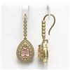 Image 2 : 8.35 ctw Morganite & Diamond Victorian Earrings 14K Yellow Gold