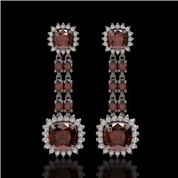 18.92 ctw Garnet & Diamond Earrings 14K White Gold