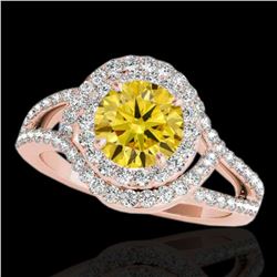 1.9 ctw Certified SI/I Fancy Intense Yellow Diamond Ring 10k Rose Gold