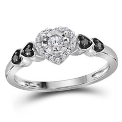 Sterling Silver Womens Round Diamond Solitaire Ring 1/5 Cttw