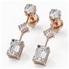 Image 1 : 2.32 ctw Emerald Cut Diamond Designer Earrings 18K Rose Gold
