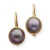 Image 1 : 14k 6-7 mm Black Cultured Button Pearl Leverback Earrings