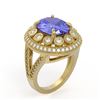 Image 2 : 6.96 ctw Certified Tanzanite & Diamond Victorian Ring 14K Yellow Gold